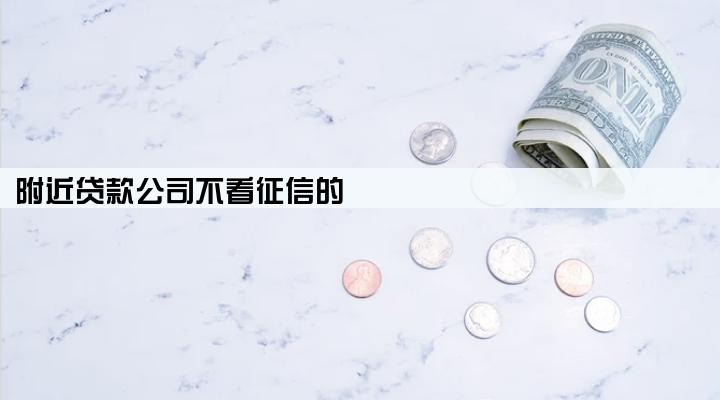 附近贷款公司不看征信的