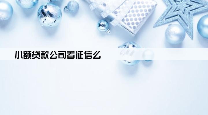 小额贷款公司看征信么
