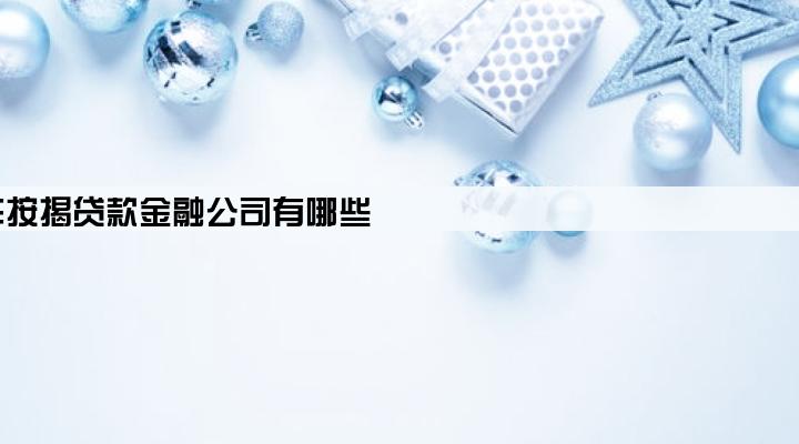 汽车按揭贷款金融公司有哪些