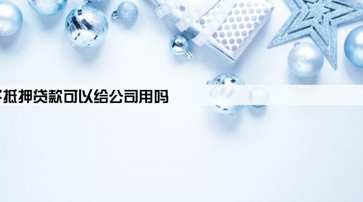 房子抵押贷款可以给公司用吗